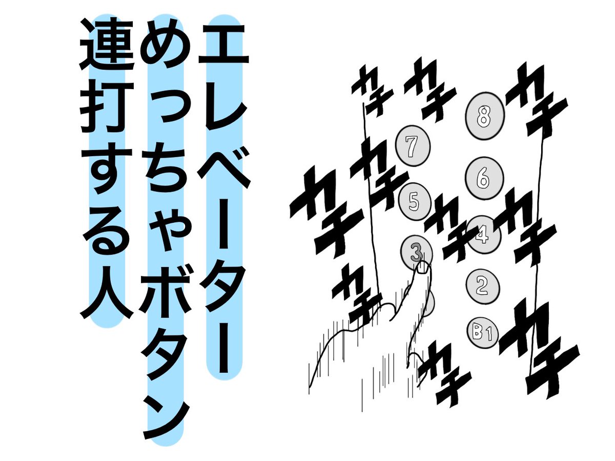 オカダヨシヨシ エレベーター めっちゃボタン連打する人 な人 イラスト オカダヨシヨシ エレベーターめっちゃボタン連打する人 エレベーター ボタン連打 エレベーターのボタン連打 エレベーターのボタン 連打 連打したら早く着くと思ってる オカダヨシヨシ エレベーター めっちゃボタン連打する人 な人 イラスト オカダヨシヨシ エレベーターめっちゃボタン連打する人 エレベーター ボタン連打 エレベーターのボタン連打 エレベーターのボタン 連打 連打したら早く着くと思ってる