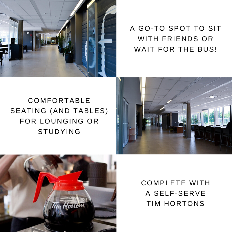 GuelphEng's tweet photo. #InsideTheSoE: Engineering's #ThinkTank is not only a great place to study, you'll also find our #EngineeringAlumni Awards wall, a self-serve Tim Hortons, and a convenient place to wait for your bus ;) https://t.co/F0obJRPmos