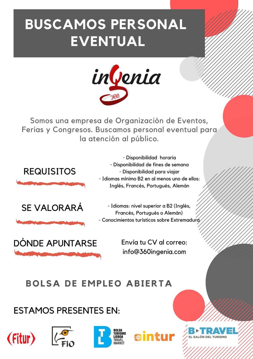 360Ingenia's tweet photo. ¿Te gustaría #trabajar con nosotros? 👨🏻‍💼👩🏻‍💼

Envía tu 📑 #CV a: info@360ingenia.com https://t.co/cLSjAZjxoe