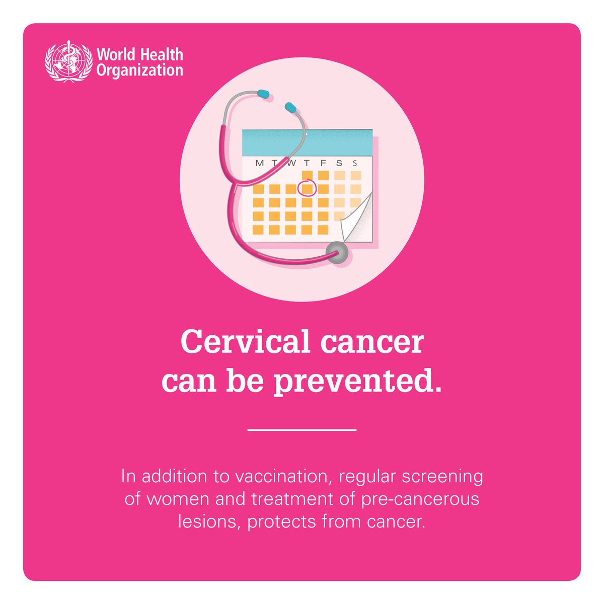 World Health Organization (WHO) (@who) on Twitter photo <a href="/pahowho/">PAHO/WHO</a> <a href="/WHO_Europe/">WHO/Europe</a> <a href="/WHOEMRO/">WHO Regional Office for the Eastern Mediterranean</a> <a href="/WHOAFRO/">WHO African Region</a> <a href="/WHOWPRO/">World Health Organization (WHO) Western Pacific</a> <a href="/WHOSEARO/">World Health Organization South-East Asia</a> WHO is proposing a new strategy to eliminate #CervicalCancer as a public health problem. 1st steps:
🔹 increase HPV vaccination to 90%
🔹 ensure 70% of 👩🧕 are screened twice in their lives around the ages of 35 & 45
🔹 get appropriate treatment to 90% of 👩🧕 diagnosed by 2030 <a href="/pahowho/">PAHO/WHO</a> <a href="/WHO_Europe/">WHO/Europe</a> <a href="/WHOEMRO/">WHO Regional Office for the Eastern Mediterranean</a> <a href="/WHOAFRO/">WHO African Region</a> <a href="/WHOWPRO/">World Health Organization (WHO) Western Pacific</a> <a href="/WHOSEARO/">World Health Organization South-East Asia</a> WHO is proposing a new strategy to eliminate #CervicalCancer as a public health problem. 1st steps:
🔹 increase HPV vaccination to 90%
🔹 ensure 70% of 👩🧕 are screened twice in their lives around the ages of 35 & 45
🔹 get appropriate treatment to 90% of 👩🧕 diagnosed by 2030