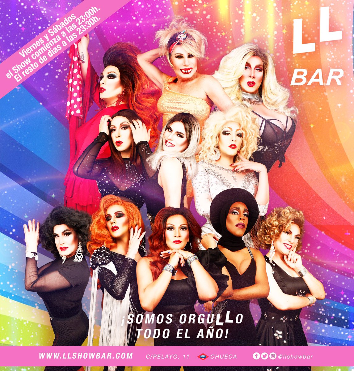 ¡¡Somos OrguLLo todo el año!! 💫💖🌈Visítanos en llshowbar.com
¡Te esperamos! 💫💖🏳️‍🌈 #llbar #llshowbar #SomosOrguLLo #LLseascomoseas #LLestuBar #chueca #madrid #dragqueens #EnjoyLLife🌈