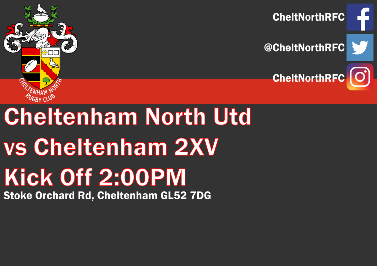 CheltNorthRFC's tweet photo. A big weekend for the club this week, both games at home with the 1st XV in a top of the table clash hoping to avenge the result from earlier in the season and the Utd looking to complete the double over local rivals. #onenorthnation ⚫️🔴 https://t.co/SWcPAsCwj8