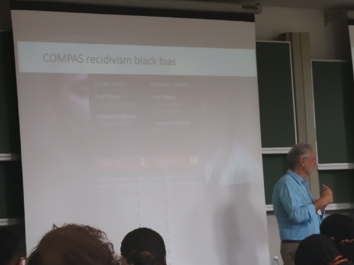 slumou's tweet photo. Dino Pedreschi discusses the much publicised AI bias in criminal risk of black people #afirm2020 https://t.co/rTOmlgijRo