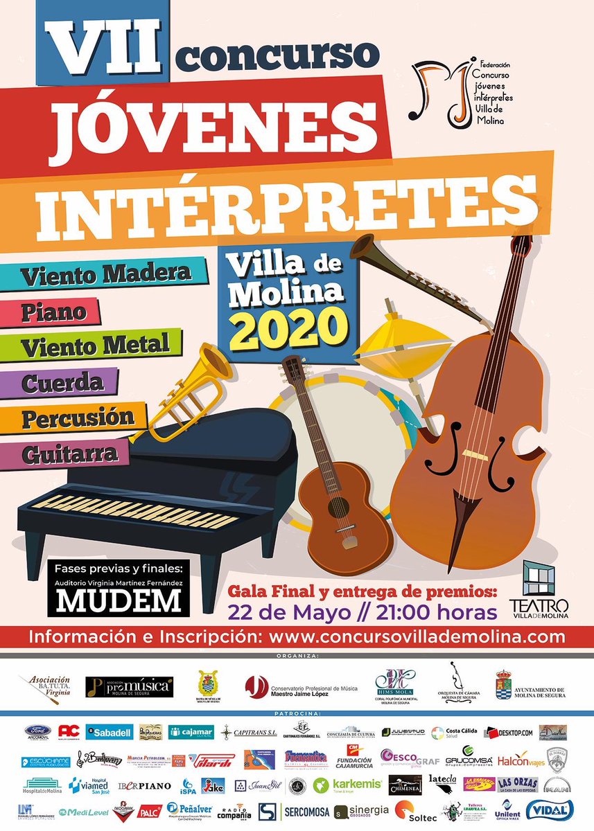 ConcursoMolina's tweet photo. Últimos días de inscripciones!!! Te esperamos @ConservatorioCt @ConcursoMolina @ConservCaravaca @AmpaConserMur @ConservLorca @CSMMURCIA @p_educativas @Educarm @febandasrmurcia @OSRMurcia @Ampaconsemolina @CulturaMurcia @OJRMurcia @diariolaopinion @laverdad_es @AytMolinaSegura https://t.co/7v04bsVxUX