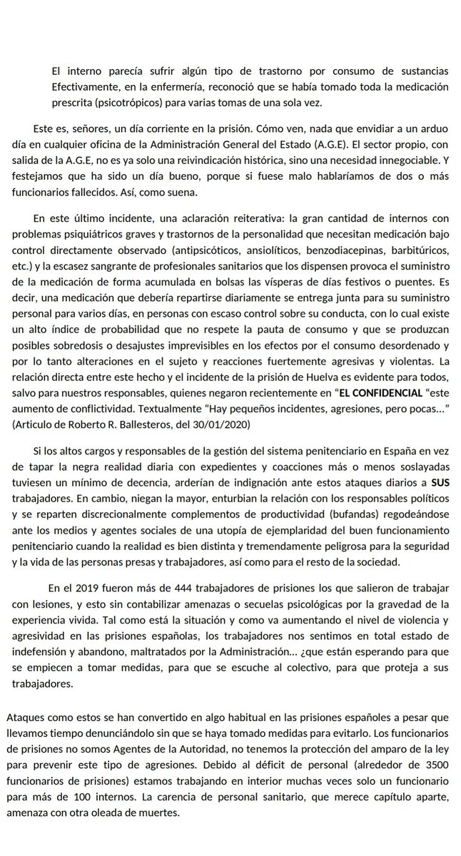 tu_abandono's tweet photo. Días "horríbilis" en la A.G.E.
El 29 y 30 de enero serán recordados por los trabajadores públicos de #SOSPRISIONES como días HORRIBLES. 4 TERRIBLES agresiones y múltiples amenazas de MUERTE contra funcionarios y sus familias dejan al colectivo IMPACTADO y al límite.

#TAMPM
👇📄 https://t.co/IoU790O2Fx
