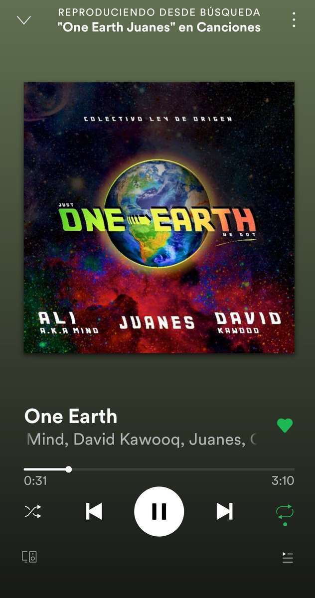 Desde temprano escuchando lo nuevo de @Juanes <a href="/aliakamind/">Ali</a> @Davidrkrapula 🌎❤🙌 #OneEarth