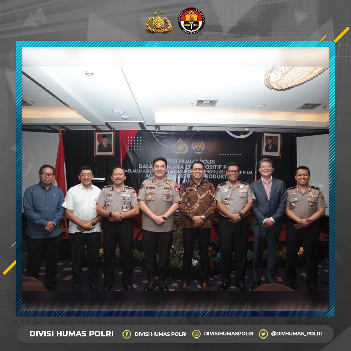 Div Humas Polri menggelar Workshop dengan tema “Dalam menjaga citra positif Polri melalui asistensi terhadap rumah produksi kreatif film agar tidak kontra produktif” #1Persepsi1Tujuan