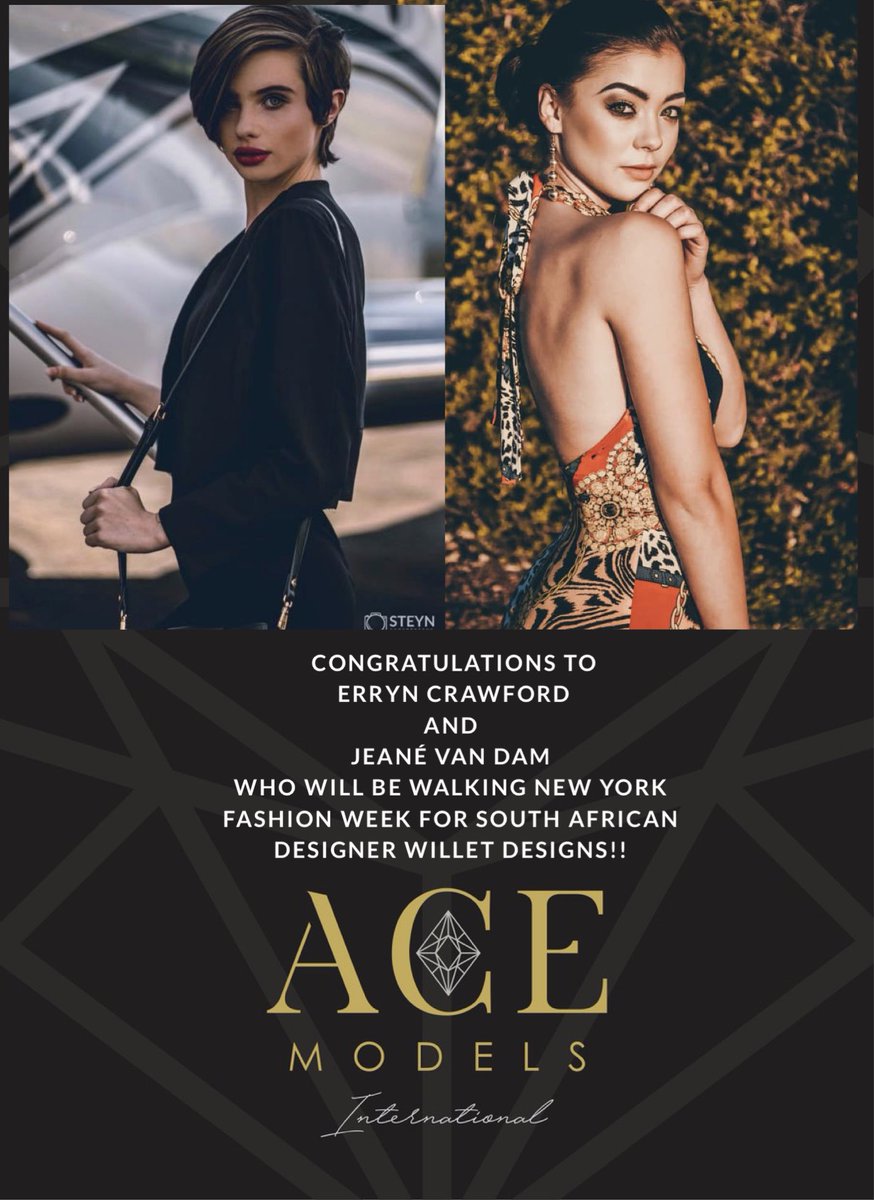 CathyHeatonZA's tweet photo. Excited to see @acemodelsintl models Erryn Crawford & Jeanรฉ Van Dam walking @NewYorkFashionW for SA designer @willetdesigns #acemodels https://t.co/j2vCwVOry9