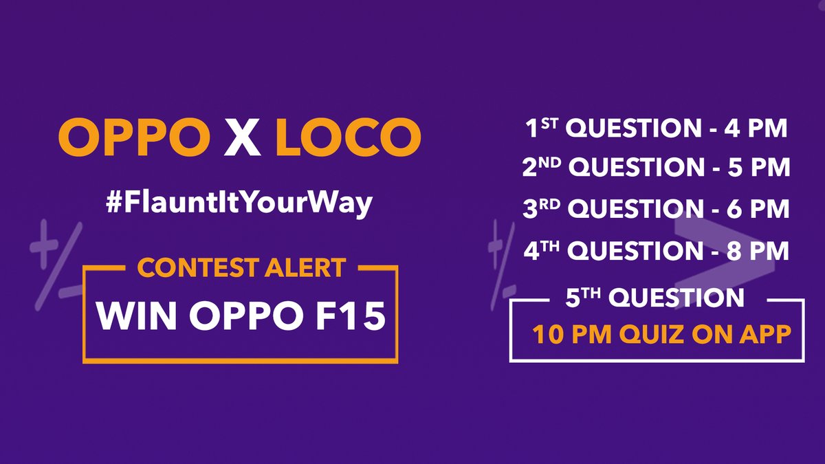 GetLocoNow's tweet photo. Get Ready #LocoNation
Follow us on Instagram to participate in the first 4 questions and get the app for the 5th Question!
#oppo #Flauntityourway https://t.co/XE3P1DPZ50