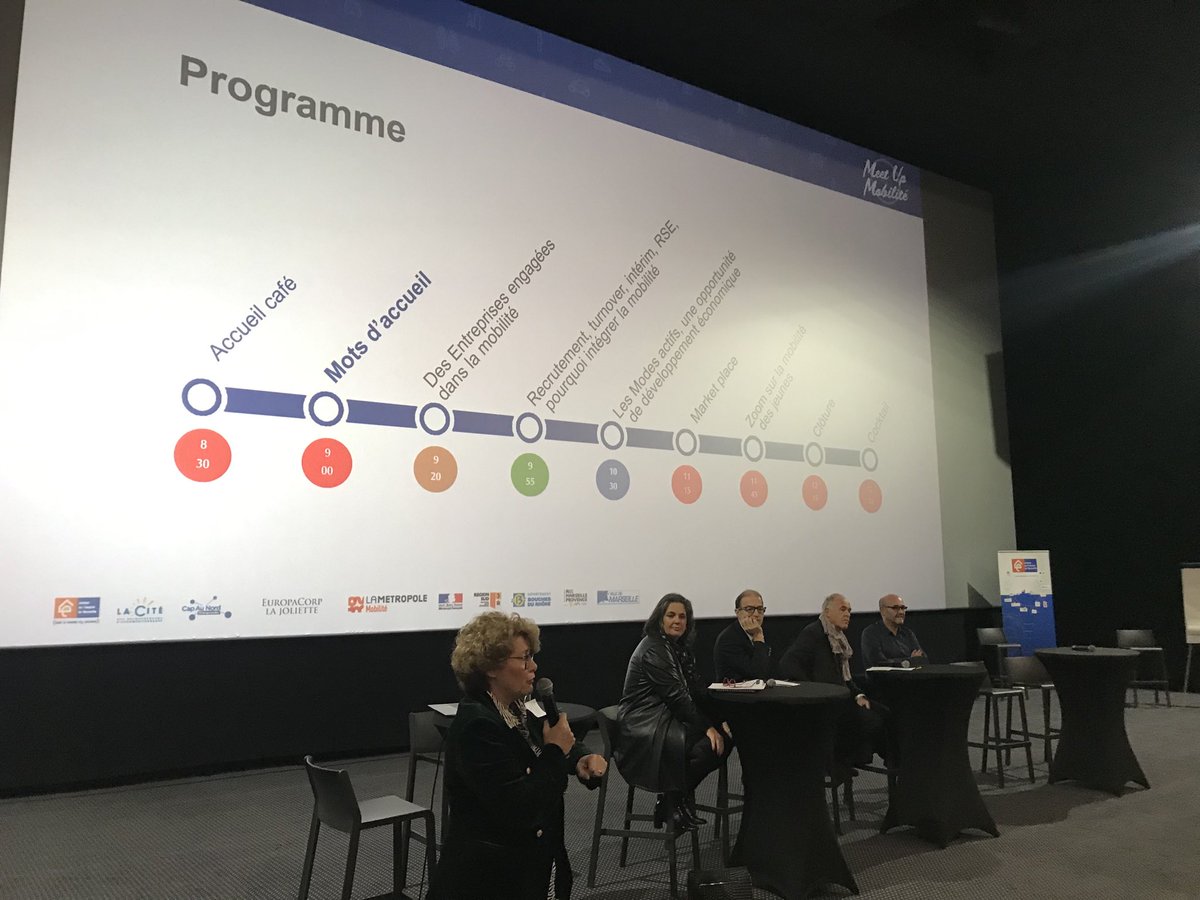 En direct du meet-up #mobilité  de la MDE de Marseille, la @Cité des entrepreneurs d’Euromediterranée et @Cap au Nord Entreprendre au cinéma Europacorp. Ensemble pour promouvoir les solutions mobilité innovantes de notre territoire.⁦<a href="/marseille/">Ville de Marseille</a>⁩ ⁦<a href="/AMPMetropole/">Métropole Aix-Marseille-Provence</a>⁩