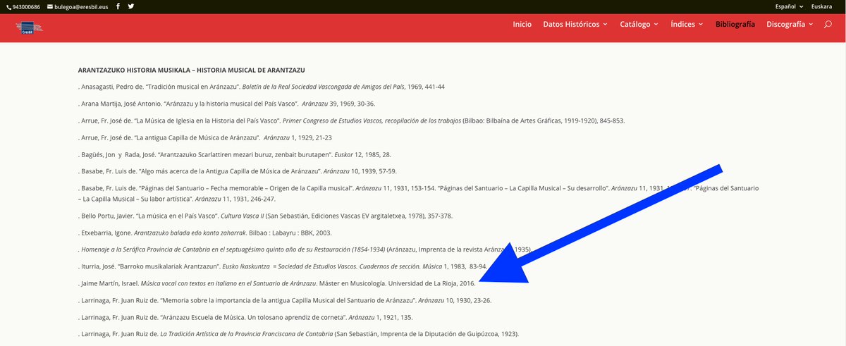 arcontefrisseo's tweet photo. Un antiguo alumno de @MusicologiaUR me cuenta muy feliz que #Eresbil ha puesto en línea el catálogo de música del (importantérrimo) santuario de #Aranzazu y que han recogido entre la bibliografía su TFM #GauzakOndoEginda #eskerrikasko 
https://t.co/eUpH9xbGyO https://t.co/ZMdpdy8C4v