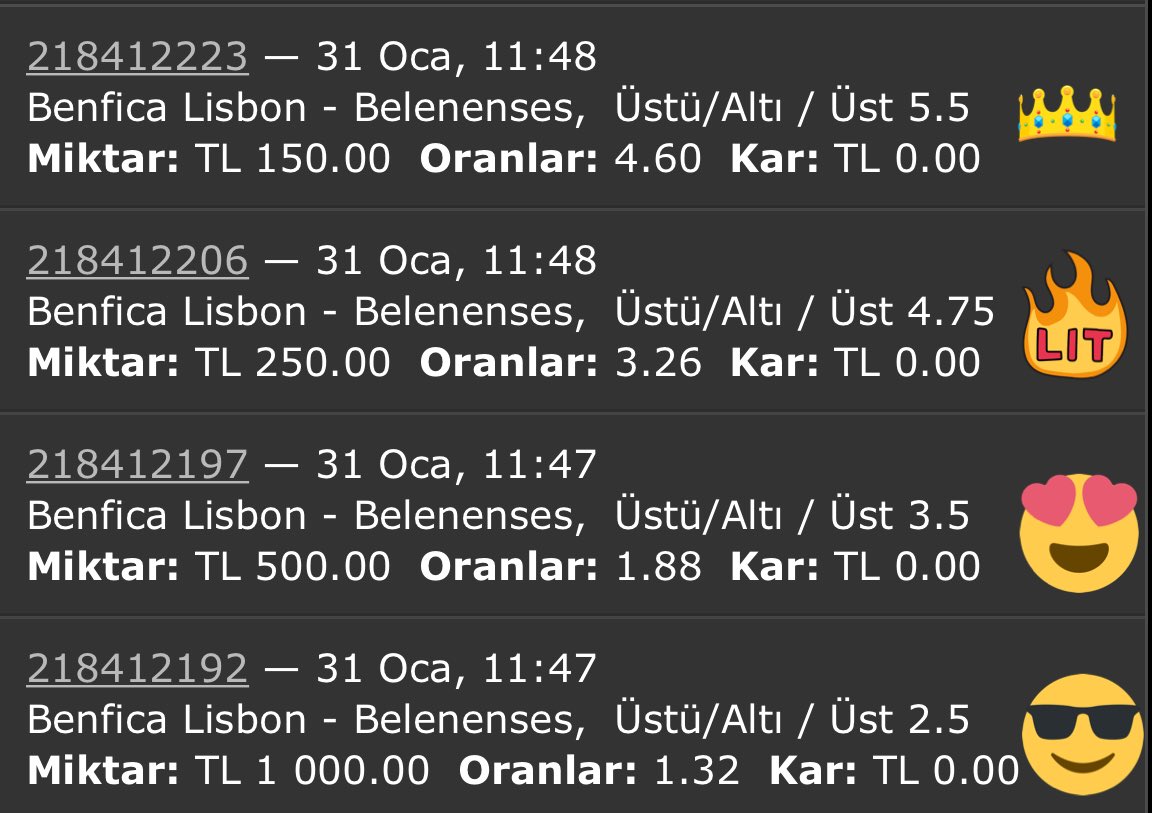 🎁 Ödüllü Kupon

Benfica-Belenenses

2.5 Üst gelirse 2 kişiye 50₺

3,5 Üst gelirse 3 kişiye 50₺

4,5 Üst gelirse 4 kişiye 50₺

5,5 Üst gelirse 5 kişiye 50₺

Kuponlar gelirse, Tipobet365’ten Nakit Bonus yüklemesi yapılacak. 

Üye değilseniz👉 bit.ly/Tipobetüyelik