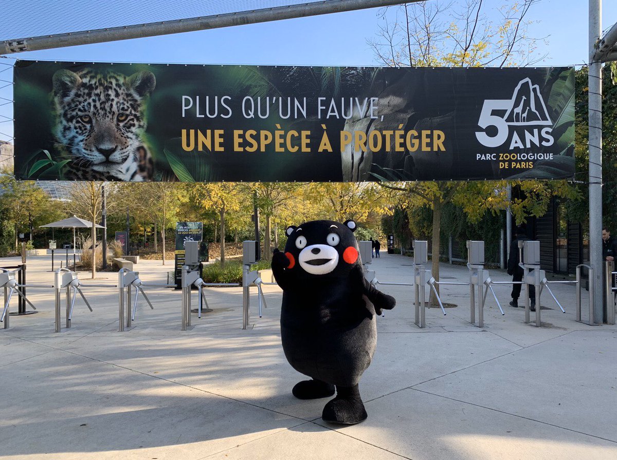 くまモン 公式 フランス プロモーション第２弾は そう ここはパリ動物園だモーン キリンさんジュテ ム ボクと友だちになってほしかモン