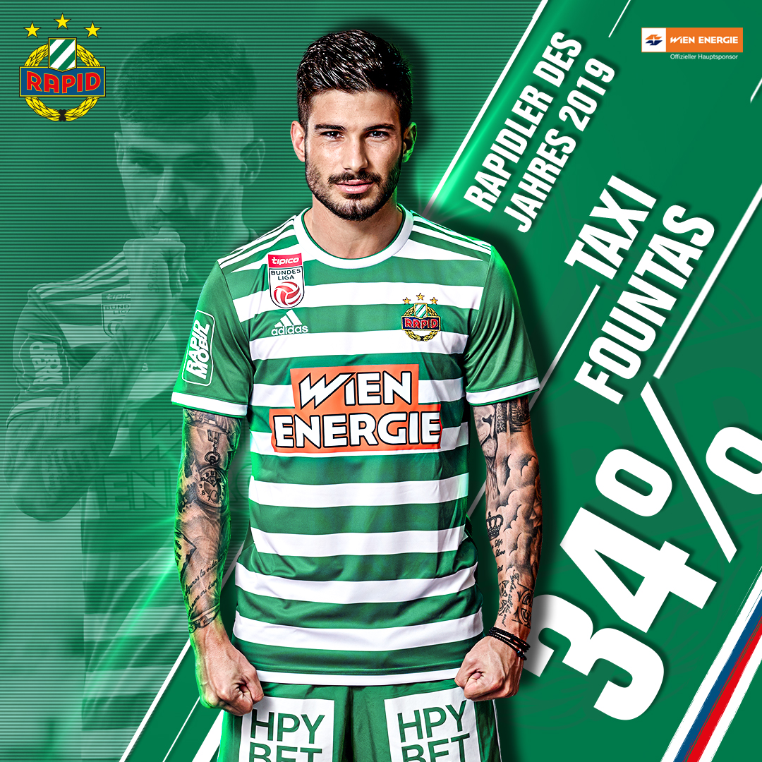 skrapid's tweet image. Gratulation! Taxi #Fountas wurde von Euch zum Rapidler des Jahres 2019 gewählt! skrapid.at/rapidlerdesjah… #SCR2019 #SCR2020