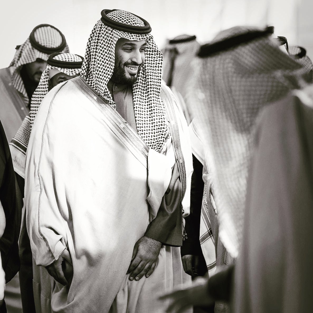 الملك سلمان ومحمد بن سلمان تصميم ابيض واسود