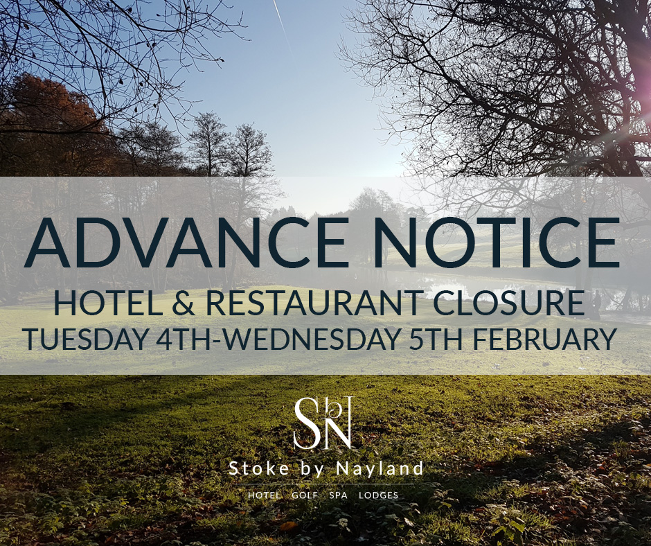 Due to an exclusive event, our hotel &amp; restaurants will be closed for evening service and overnight stays Tue 4th and Wed 5th Feb

Peake Spa &amp; Peake Fitness remain open during this time

We will be open from 12noon on Thurs as normal.

We apologise for any inconvenience caused