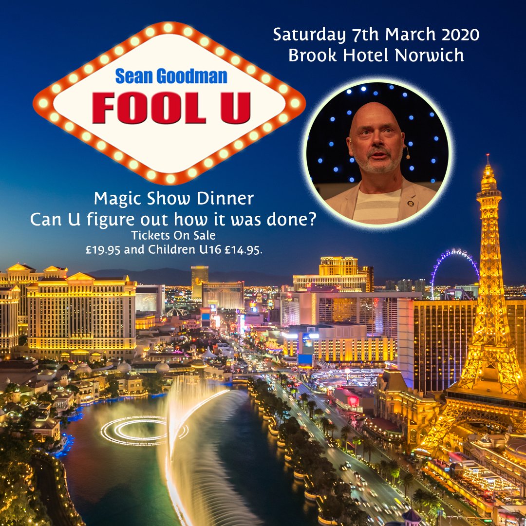 We are very excited to have Sean Goodman perform his 'Fool U Magic Show' with Dinner at the Brook on Saturday 7th March. Can U figure out how it was done? Tickets On Sale £19.95 and Children U16 £14.95.
brookhotel.co.uk/events/sean-go…
#events #norwich #magic #entertainment