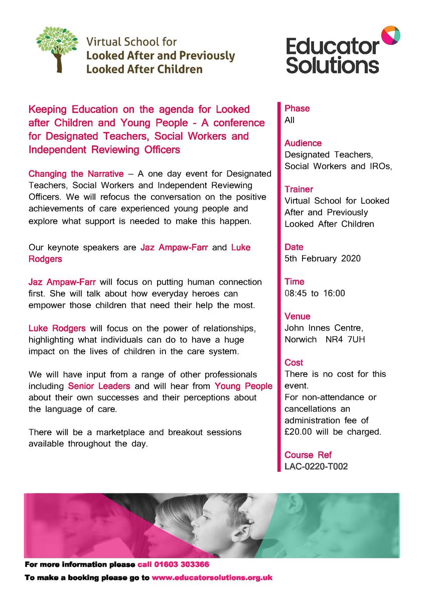 SchoolCic's tweet photo. Only a few days left until the Virtual School Keeping Education on the Agenda Conference.  All Designated Teachers and Social Workers please make sure you have booked your space - just call 01603 303323 https://t.co/qixh8VGHvp