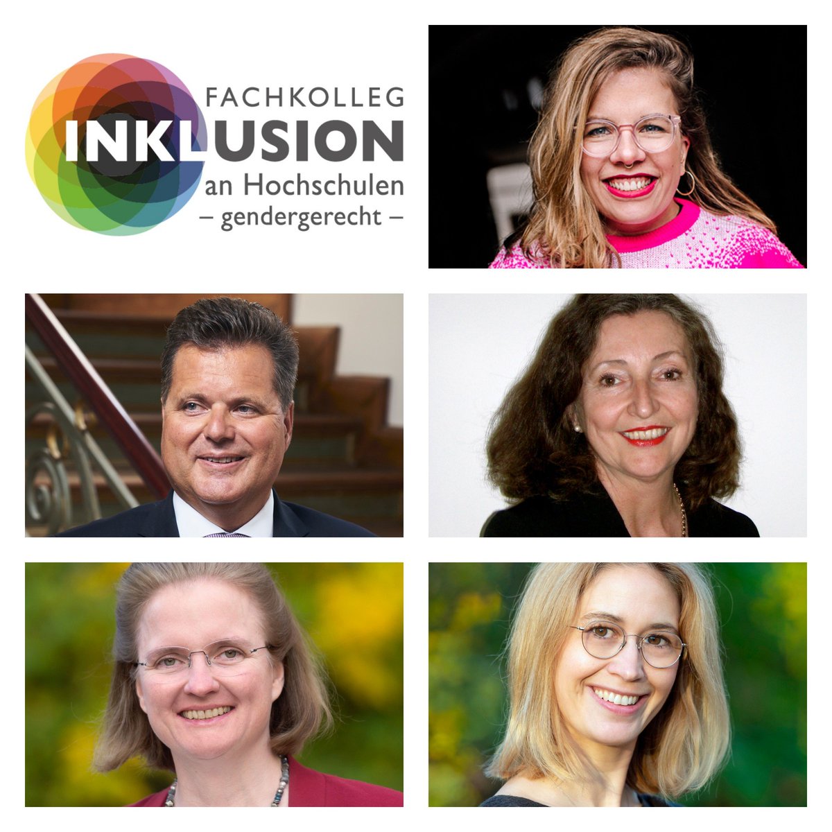 Fünf Porträtfotos: Ninia LaGrande, Jürgen Dusel, Christina Hadulla-Kuhlmann, Charlotte Kreuter-Kirchhof und Caroline Straub.