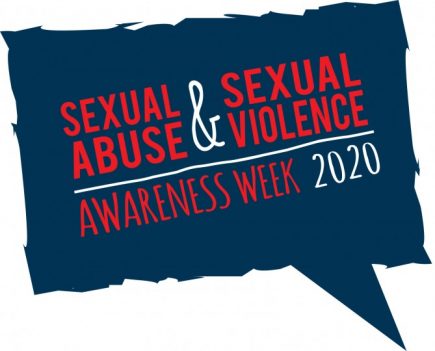 Sexual Abuse & Sexual Violence - Awareness Week 2020. Written Red on Blue.