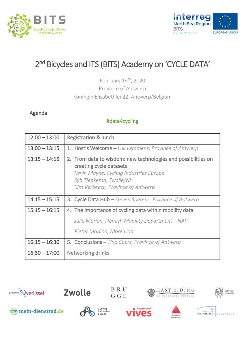Cycling_Ind_EU's tweet photo. The program for the 2nd @BicyclesB Academy on 19th Feb is out!🚲Join for insightful talks and debates about the importance of cycling data🚲Register here: https://t.co/b9bCE3fmXL
#data4cycling #informationtechnology #urbanmobility #SmartCities https://t.co/eA5cLIHqPX