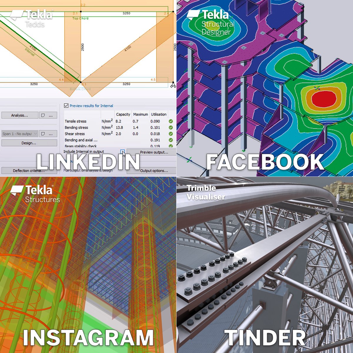 Tekla's tweet photo. Jumping on the bandwagon #dollypartonchallenge
"Get you a company who can do it all 😉"

#teklatedds #teklastructuraldesigner #teklastructures #trimblevisualizer #construction #constructability #trimble https://t.co/scpYFgs0qz