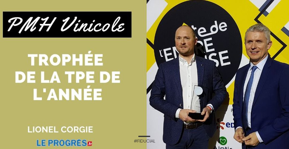 Fiducial's tweet photo. | ÉVÉNEMENT | 🏆 FIDUCIAL, partenaire de la 15ème édition de la @FeteEntreprise, a remis hier soir, le trophée de la #TPE de l'année à PMH Vinicole représenté par Lionel CORGIÉ. 👏 Félicitations ! 
Crédit 📷 : Le Progrès https://t.co/9EoMgMhdzx