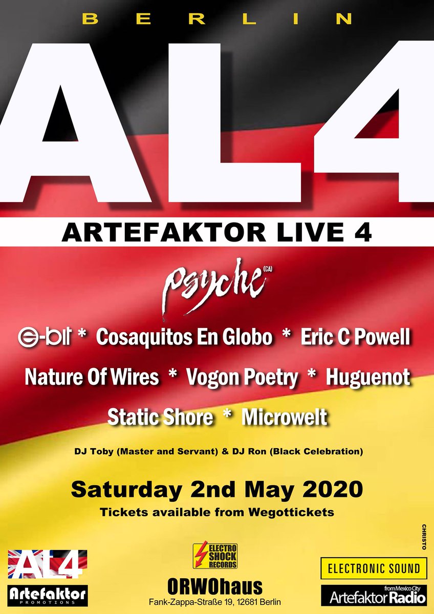 ColinsCuts's tweet image. #Electrocurated programme #83
6-8pm (UK times)
Saturday 1Feb20
includes
#Nórdika
and
#StaticShore

2 of the "#ArtefaktorLive4 Supported By #ElectronicSound" artists

#AL4 tickets via:
London wegottickets.com/event/483442
Berlin wegottickets.com/event/483732
Copenhagen wegottickets.com/event/483733