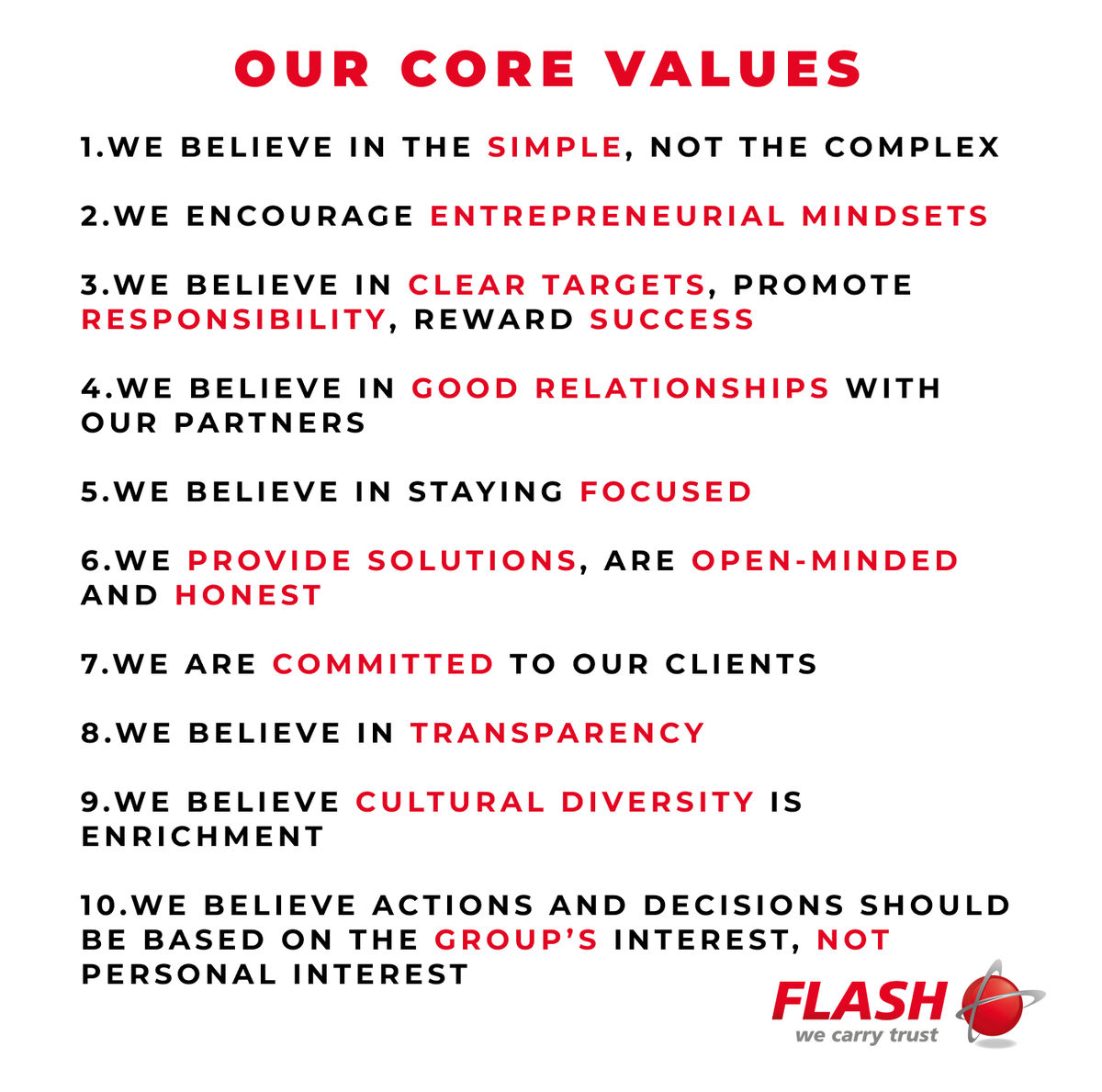 Our core values at <a href="/Redspher/">Redspher</a>. What's your company's philosophy? 🏆💫