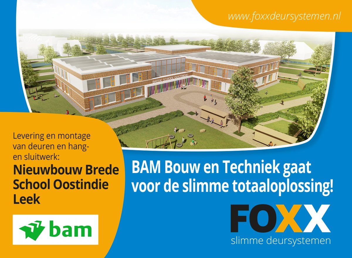 Voor het project: Nieuwbouw Brede School in #Leek ging <a href="/BAMbouwtechniek/">BAM Bouw en Techniek</a> voor de slimste oplossing: de levering en montage van deuren en hang- en sluitwerk via Foxx! #slim #deuren #hangensluitwerk