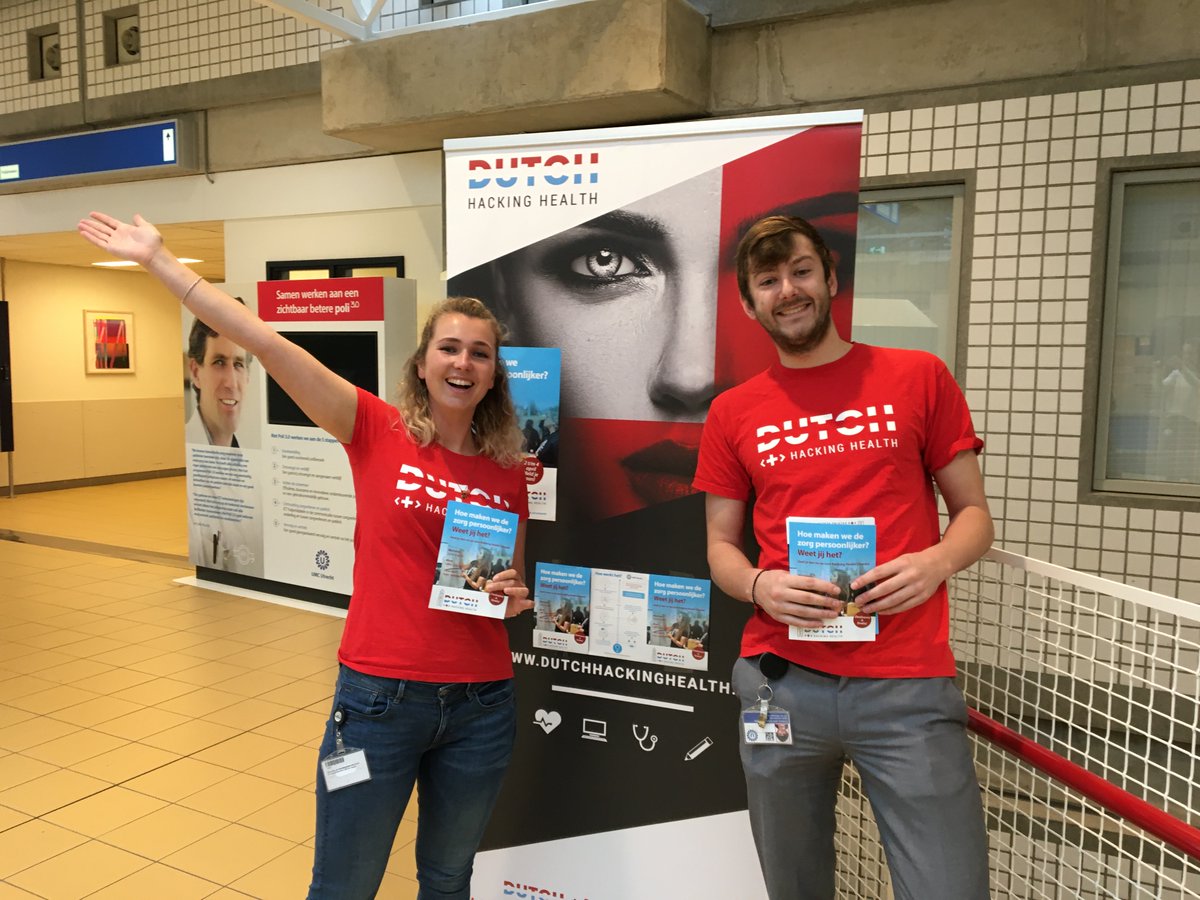 Hoe kunnen we de zorg persoonlijker maken? Dat horen we graag van jou! Als je deze twee tegenkomt mag je het ze vertellen, maar je mag ook mailen naar hackinghealth@umcutrecht.nl met al je ideeën. Kijk ook op dutchhackinghealth.nl/utrecht voor meer info.