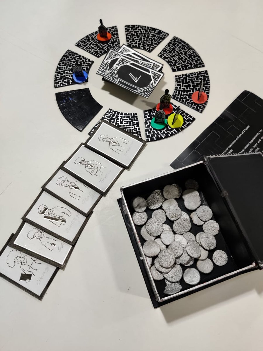 godoolally's tweet photo. We're playtesting boardgames created by the students of @intuitlabmumbai with @Deutero. How cool! Inspired by videogames, dictators, movies and monsters. And yes, we'll encourage them to put their games on our taproon shelves too. #boredgames https://t.co/4RMvV5yyBm