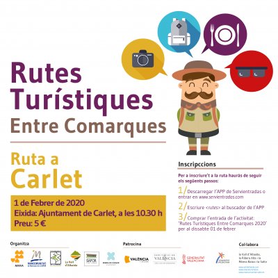 AjuntCarlet's tweet photo. #Carlet enceta demà el programa de rutes turístiques #Entrecomarques. A les 10 del matí, inici de la visita guiada. Inscripció prèvia en este enllaç. ⬇️ https://t.co/25xI5atfmK https://t.co/1IBBxy2iT6