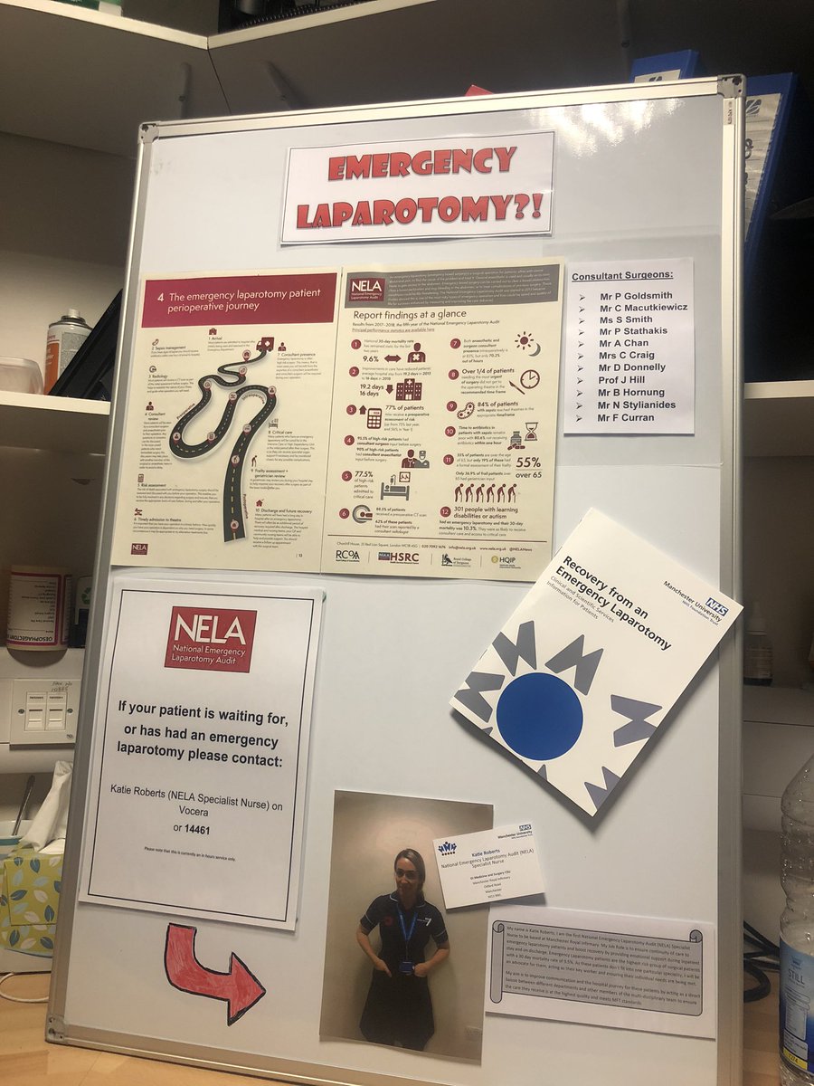 KTrobbo21's tweet photo. NELA information board ready to go 💨 thanks @MFT_Ward11and12 for letting us display. #raisingawareness @NELANews #teamemergencysurgery @pj_goldsmith @SurgeryHPB @StellaSmithSurg @anthonykcchan @chriscraigCCC @nickstylianides @Ben_Hornung @HollySpyrou https://t.co/2gatfjDsJE