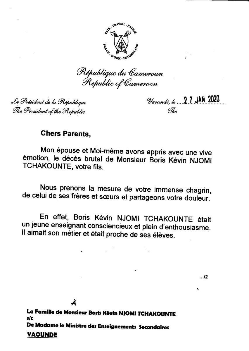 President Paul BIYA tweet media