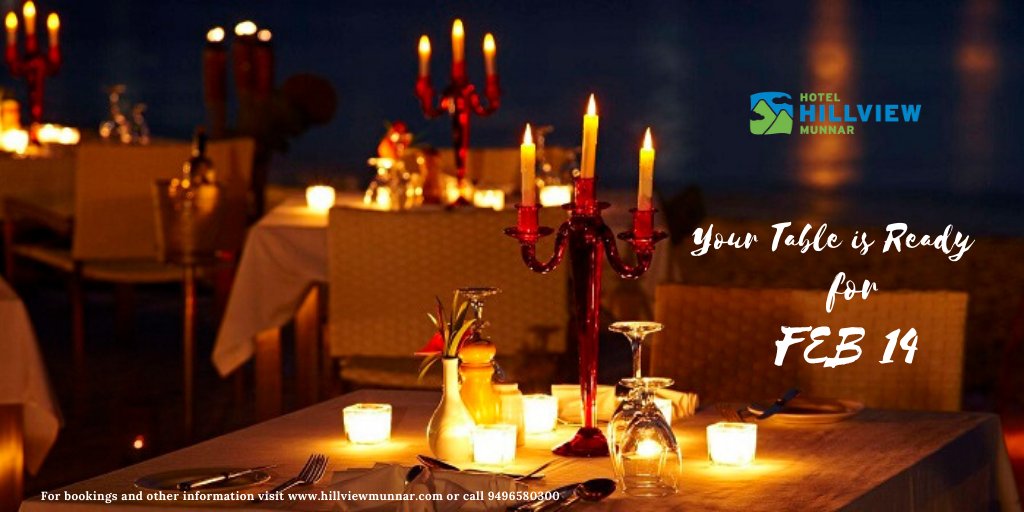HotelMunnar's tweet photo. We setting up an awesome Valentine’s candlelight dinner for everyone 

Special candlelight dinner at the top-floor restaurant per couple 1399/-.Grab your table today itself.

Experience FEB 14 with Hotel Hillview Munnar https://t.co/5CQs8LRQKV