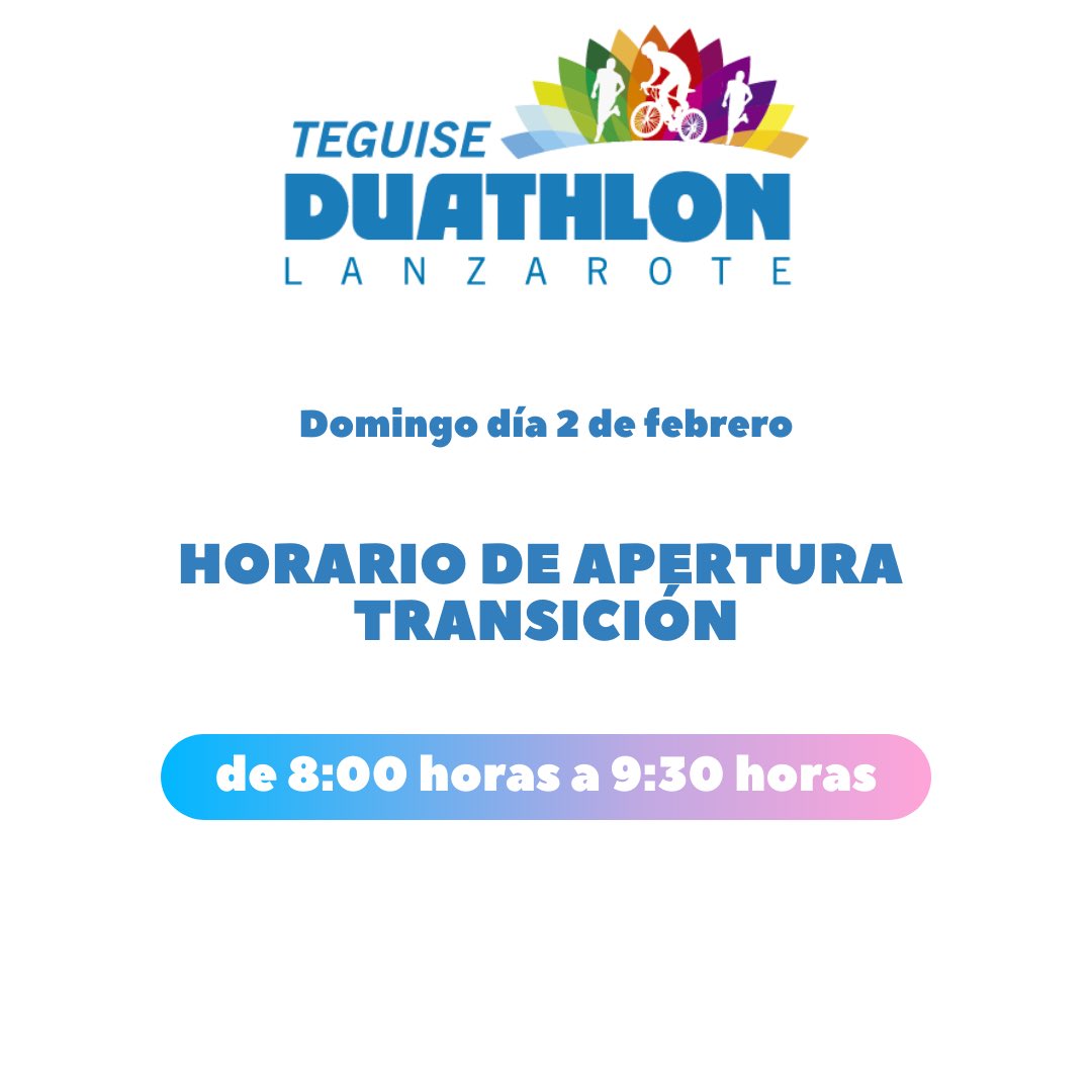 🇪🇸 Os recordamos que el area de transición permanecerá abierta de 8-9:30h. A partir de ahí no se podrá dejar el material en transición.

🇬🇧We remind you that transition area will be open from 8-9:30h. After this time, leaving the race gear in transition won’t be permitted.