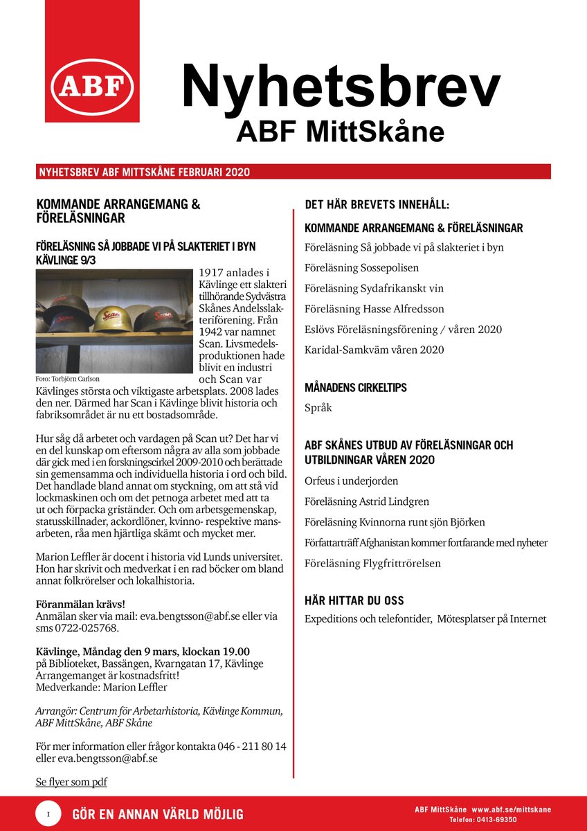 Ni missar väl inte våra kommande arrangemang och föreläsningar!
Mer information hittar ni i februari månads nyhetsbrev.
abf.se/globalassets/d…