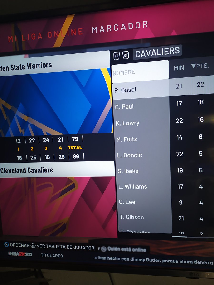 cavs_gm's tweet photo. Otro partidazo,contra el vigente finalista de la NBA, los @GmMuyWarros , partido disputado,otra vez colosal Pau, acompañado por un buen Lowry y Paul.Doncic tuvo el dia nublado!Seguimos en la lucha por los PO @LigaPhoenix2k @NBA2K @Xbox @xbox_cas #Xbox #xboxone #NBA2K20 https://t.co/UQ2UQofGHD