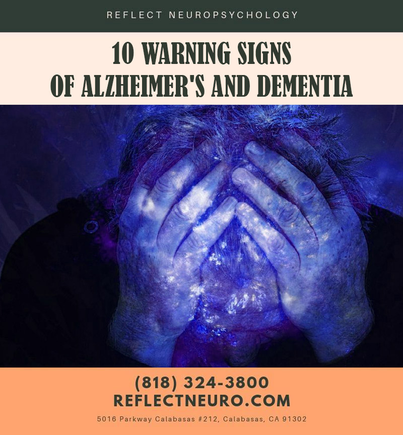 ReflectNeuro's tweet image. If you notice any of these signs and think someone you love may have Alzheimer’s disease or another form of dementia, make a doctor’s appointment immediately. 
bit.ly/2TUrvyB
If you or a loved one is experiencing any of these symptoms, call us today at
(818) 324-3800.