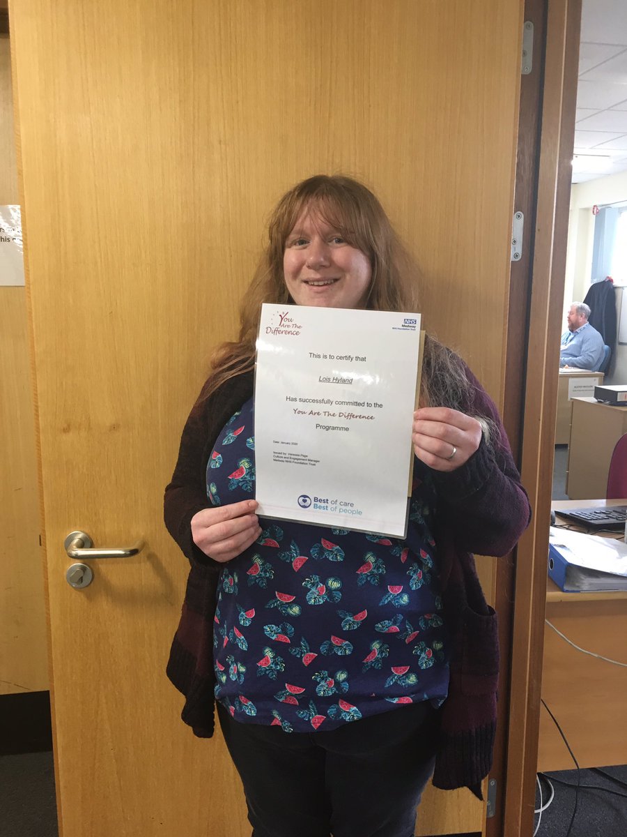 MedwayYatd's tweet photo. Lois collecting her You Are The Difference certificate this morning. Thank you Lois for making a difference every day. @AlfYATD @JamesDevineNHS https://t.co/ESBEnaZL0d