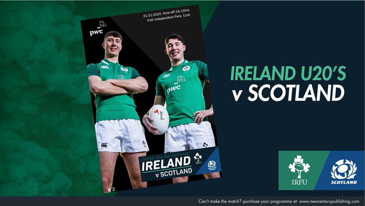 NewCentury_P's tweet photo. Best of luck to the next generation of @IrishRugby Under 20 superstars as they host Scotland in #SixNations opener tonight.
Don’t forget to pick up official match programme
#FutureIsGreen https://t.co/ZmjQU9Xb3x