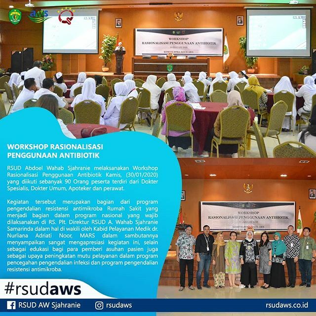 rsudaws's tweet photo. RSUD Abdoel Wahab Sjahranie melaksanakan Workshop Rasionalisasi Penggunaan Antibiotik Kamis, (30/01/2020) yang diikuti sebanyak 90 Orang peserta terdiri dari Dokter Spesialis, Dokter Umum, Apoteker dan perawat. 
Kegiatan tersebut merupakan bagian dari program pengendalian re… https://t.co/GIOGemaJPf