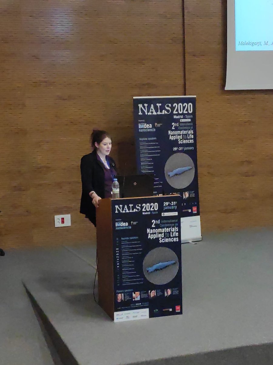 ‪Session on Nanomaterials for Therapy: “Nano-assassins for #pancreatic #cancer #therapy” by Dr. Clare Hoskins giving another outstanding talk at the #nals2020. @HoskinsLab ‬
‪@UniStrathclyde ‬
‪@IMDEA_Nano ‬