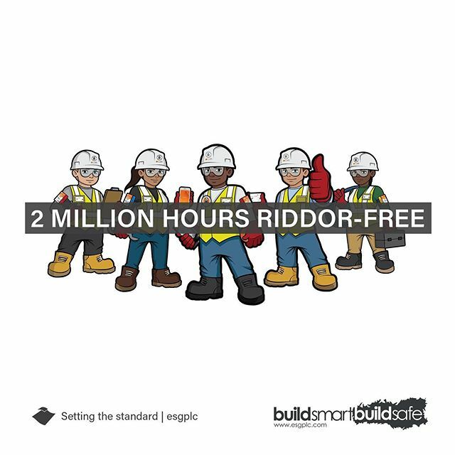 ESG PLC have recently passed 2 million RIDDOR-free working hours! This is testament to the hard work of our staff and the supply chain, and is reflective of our drive to ‘Buildsmart, Buildsafe’, using modern methods of construction to remove hazards on site. 
Well done #Team…