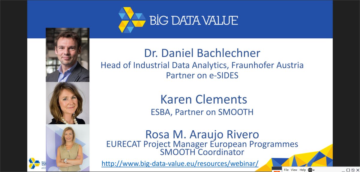 The BDVe webinar featuring e-SIDES and <a href="/GDPR_Smooth/">SMOOTH GDPR</a> has just started! Join us!
#bigdata #privacy #privacypreservingtechnologies #GDPR
bit.ly/30uRNIV @BDVA_PPP <a href="/FraunhoferISI/">Fraunhofer ISI</a> @ForumPrivatheit