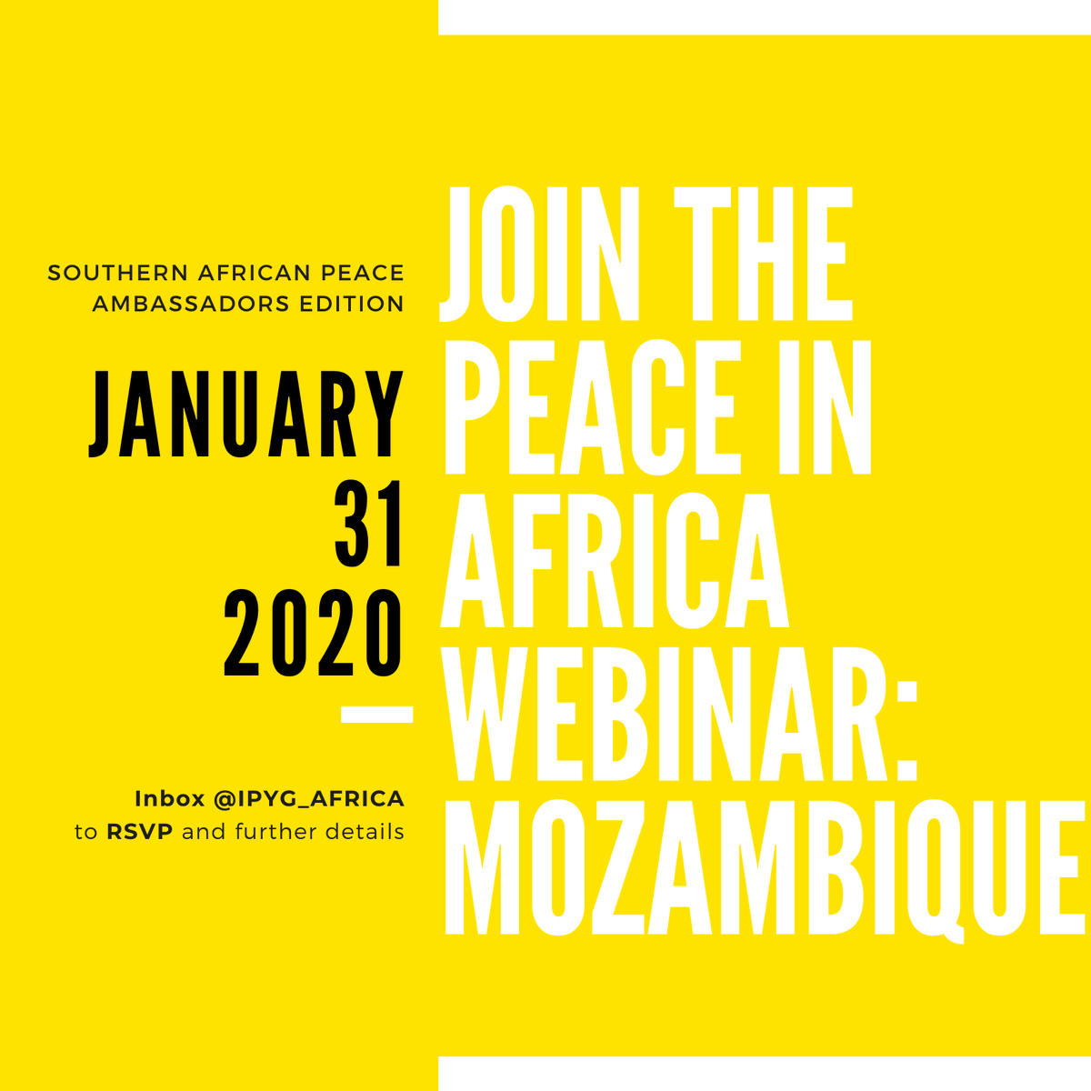 [WATCH] Be sure to join in the Peace In Africa webinar happening live now discussing 'Advocacy Strategies to Promote a Culture of Peace' happening NOW: 
zoom.us/j/670984031