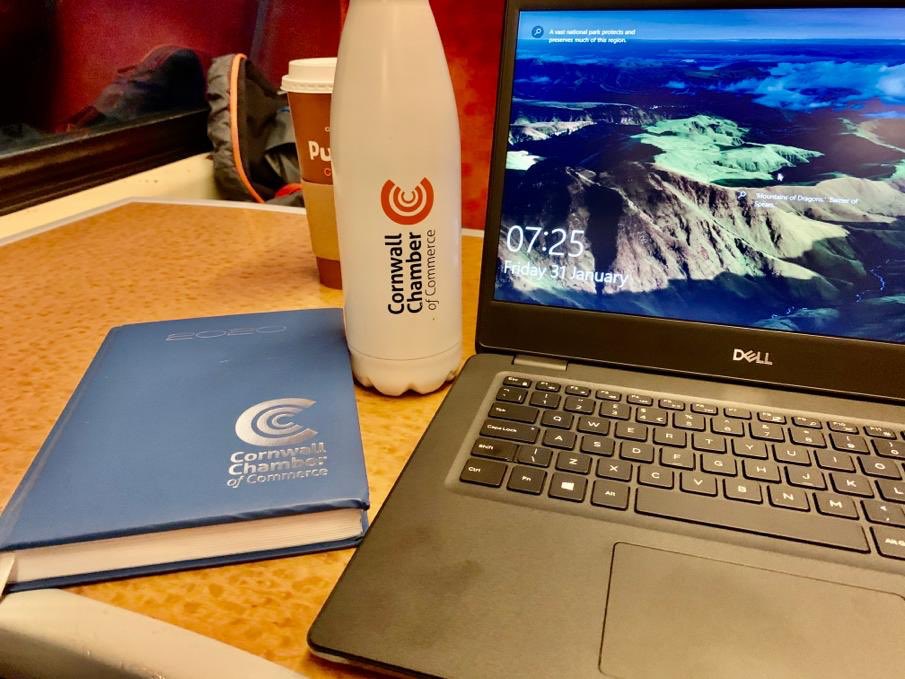 We are now practising #SmartWorking this means our team can work anywhere they like and are provided with all the tools to do so. Tony <a href="/OfficialMadein1/">Official Made in Cornwall</a> working on his way “up north” on the train.