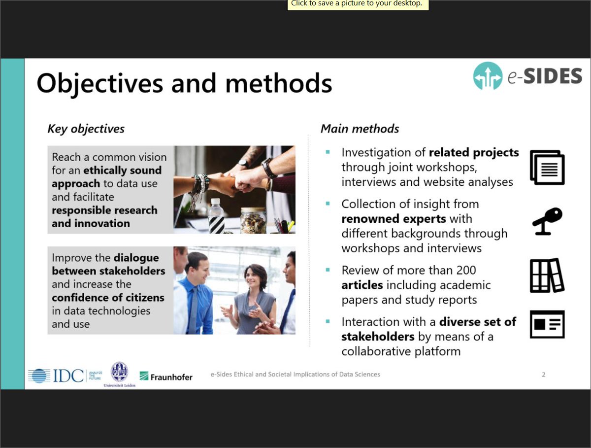 e-SIDES main goals 🎯 Facilitate #RRI and improve the #dialogue between #stakeholders in the field of #bigdata and #privacy-preserving #technologies
