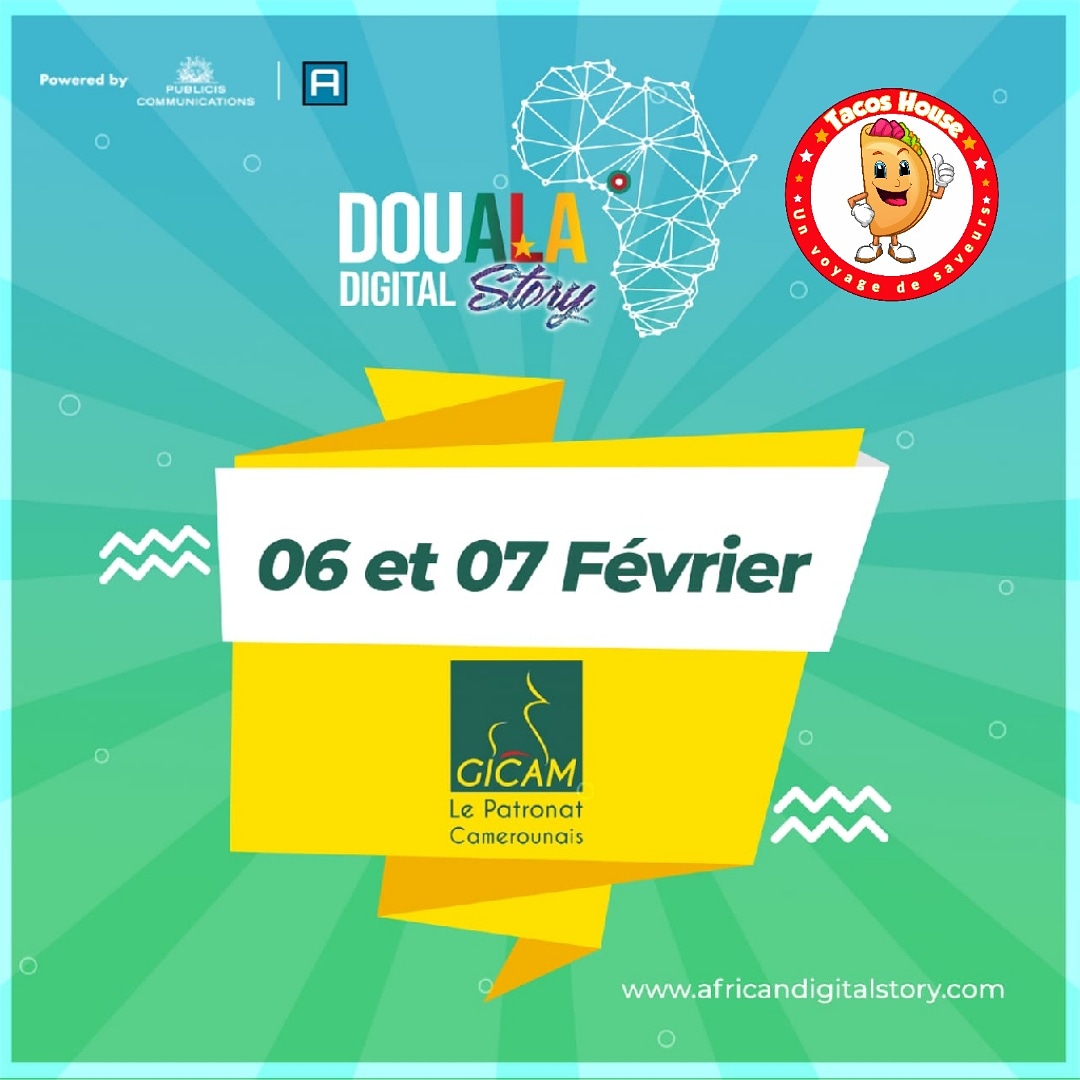 tacoshouse237's tweet photo. Le 6 et 7 Fevrier 2020 retrouvez nous au Gycam, nous serons au Douala Digital Story🎊
Touts sera a gogo a des peix exceptionel !! 😋
D’ici là, nous vous attendons à Bonapriso rue Tokoto dans votre fast food préféré.

#Show #TacosHouse #TacosHouse237 https://t.co/8odZMAzUVN
